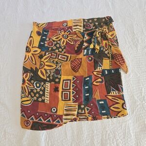 Vtg 80s 90s THE LIMITED Silk Faux Wrap Pencil‎ Skirt Mini Colorful Print Med